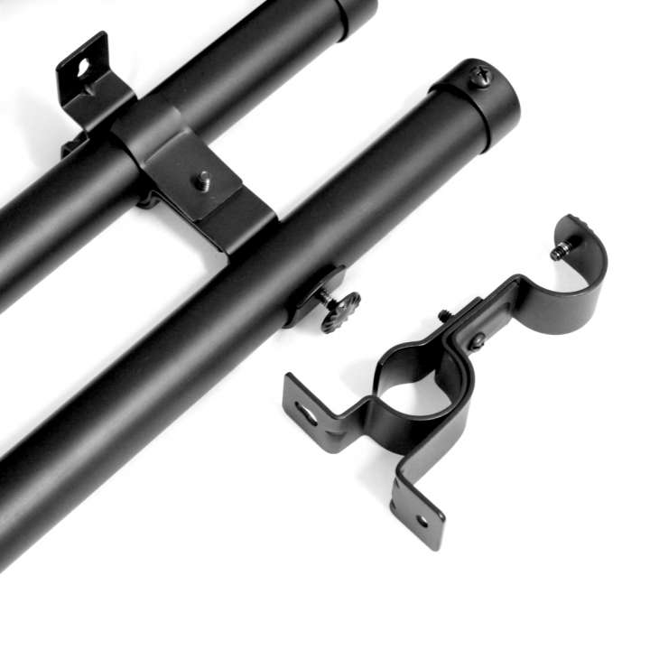 Curtain Pole Kits　Bracket Blouk-Double Black Child Safety／Cordless Blinds & Shades