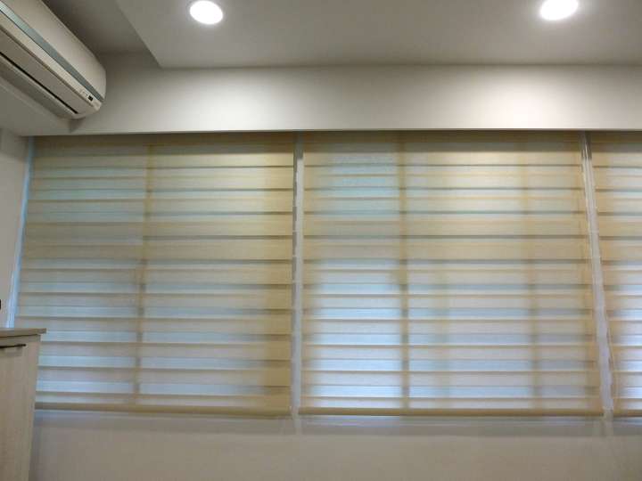 Sima Double Roller Blinds　Plain／Linen Linen Beige Customized／Personalized Blinds & Shades Light Filtering Blinds & Shades Motorized Blinds／Smart Blinds & Shades Light-Regulating Blinds & Shades