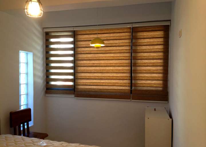 Sima Double Roller Blinds　Plain／Linen Linen Brown Customized／Personalized Blinds & Shades Light Filtering Blinds & Shades Light-Regulating Blinds & Shades Motorized Blinds／Smart Blinds & Shades