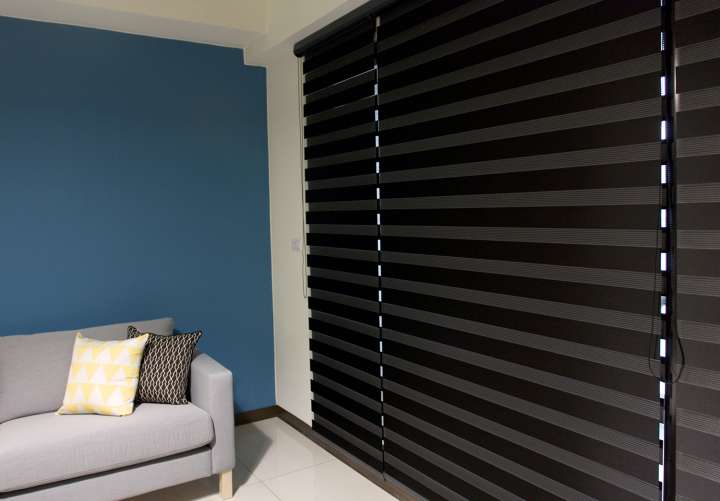 Sima Double Roller Blinds　Plain／Linen Pirate Black Customized／Personalized Blinds & Shades Light Filtering Blinds & Shades Light-Regulating Blinds & Shades Motorized Blinds／Smart Blinds & Shades