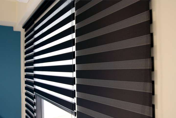 Sima Double Roller Blinds　Plain／Linen Pirate Black Customized／Personalized Blinds & Shades Light Filtering Blinds & Shades Light-Regulating Blinds & Shades Motorized Blinds／Smart Blinds & Shades